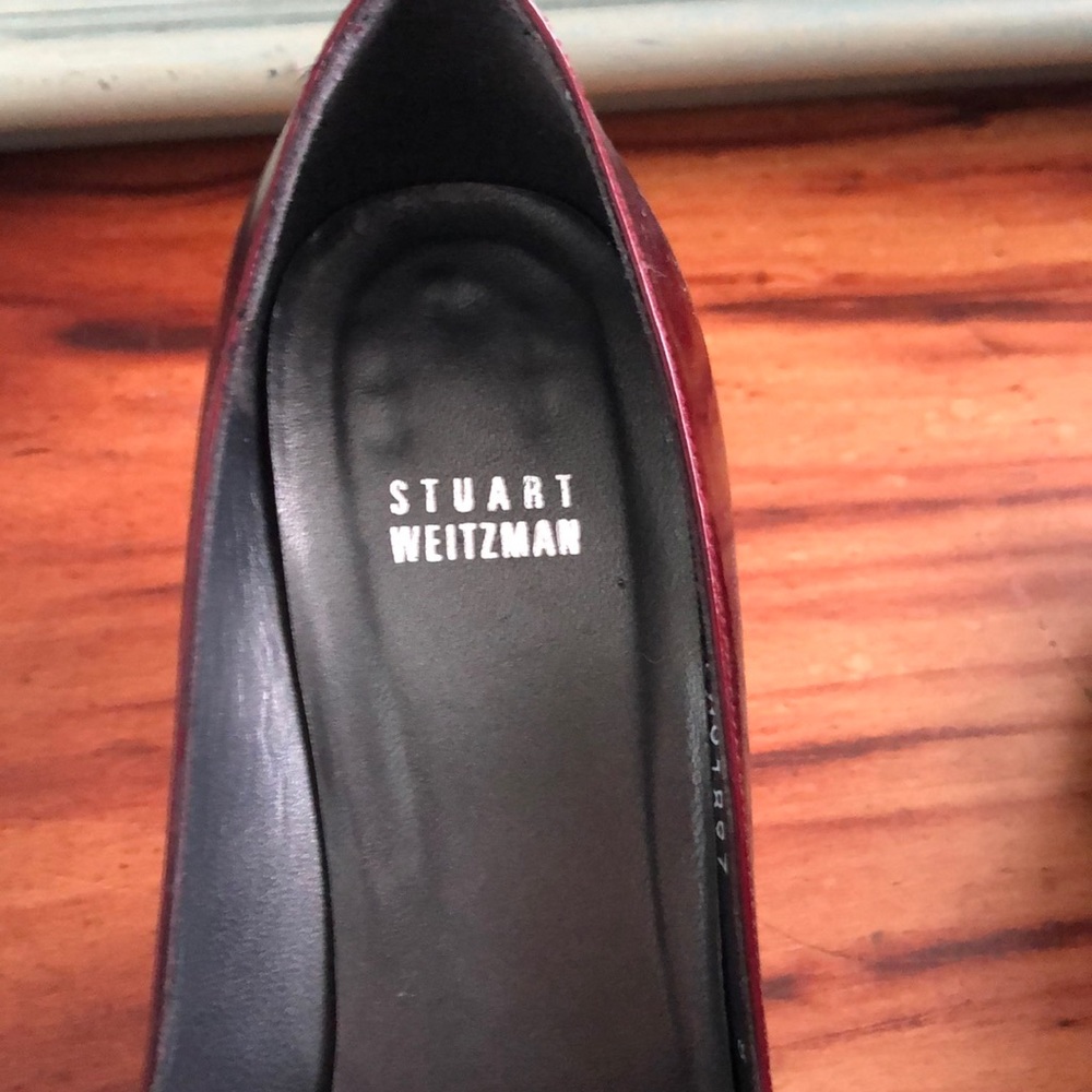 Ruby Red And Gold Stuart Weitzman Heels - image 3